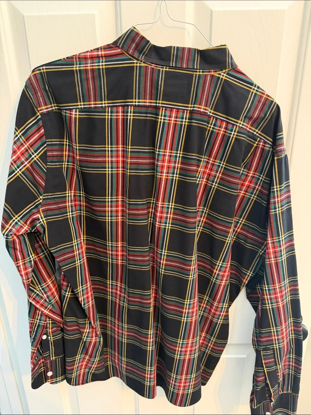 J. Crew Black Plaid Button-Down Shirt with Red & Yellow Stripes